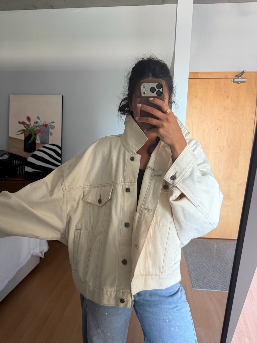 Banana Republic Cream Oversized Denim Jacket